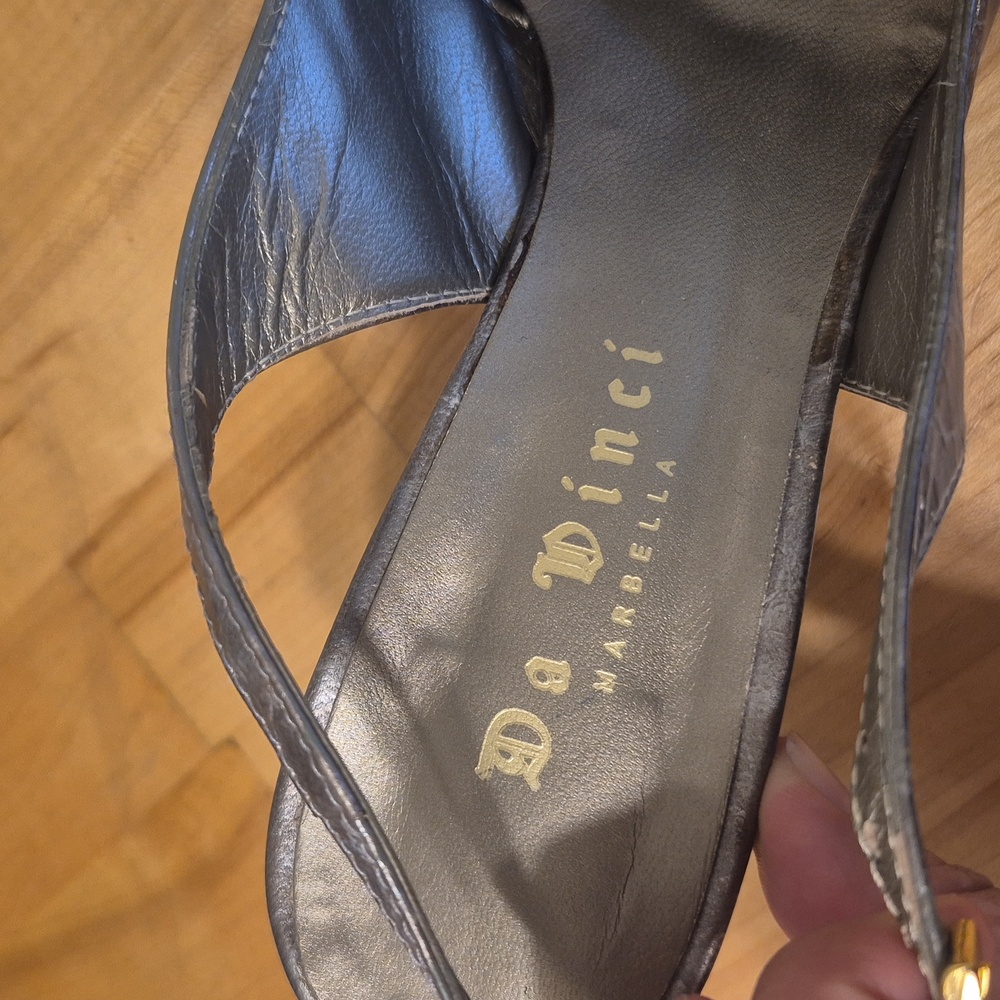Da Vinci Marbella Silver Beads Bow Slingback Pointy Toe Heels - Picture 3 of 13